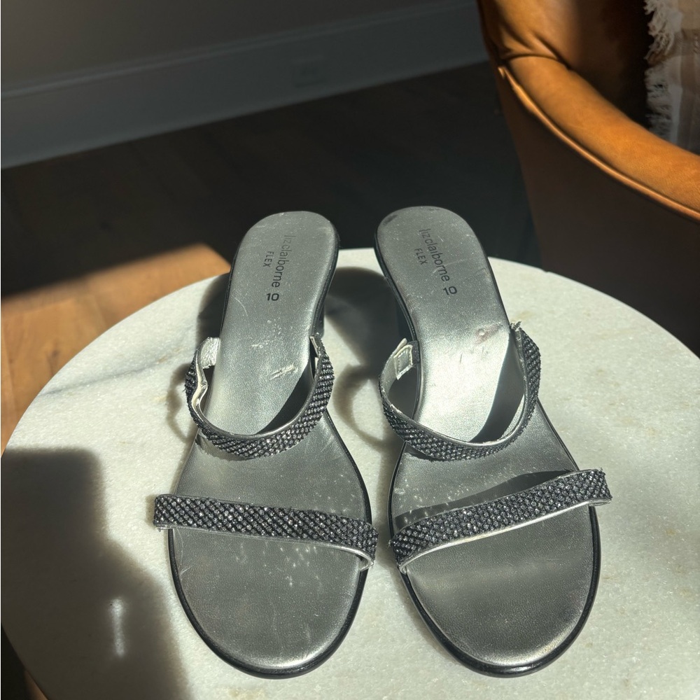 Liz Claiborne Black Beaded Sandals